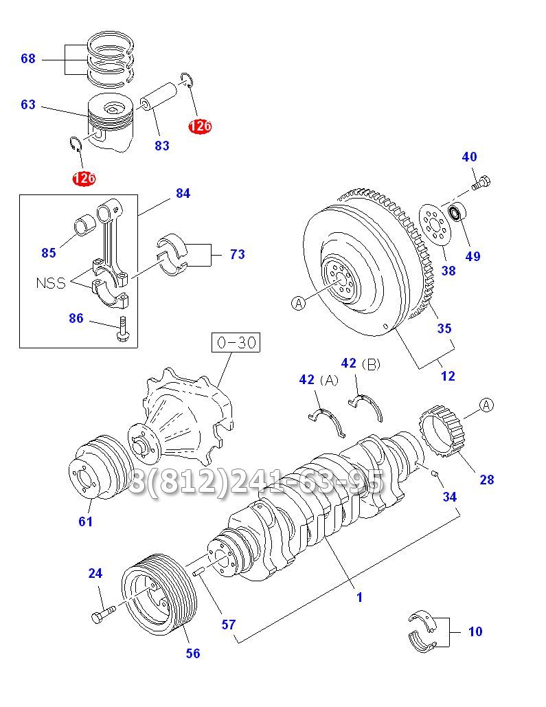 Кольцо стопорное пальца поршня 4HK1 NQR75 (шт.) ISUZU