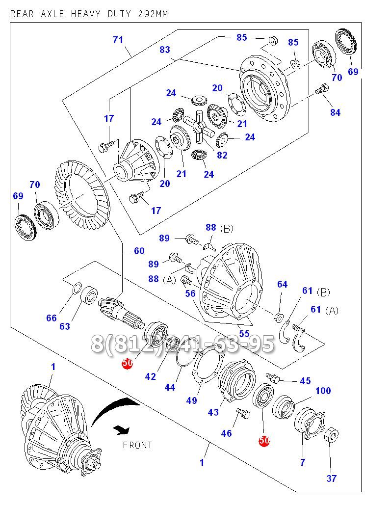 Подшипник редуктора заднего моста наружный 30309 (320мм 41/6;43/7) Isuzu NQR71/75