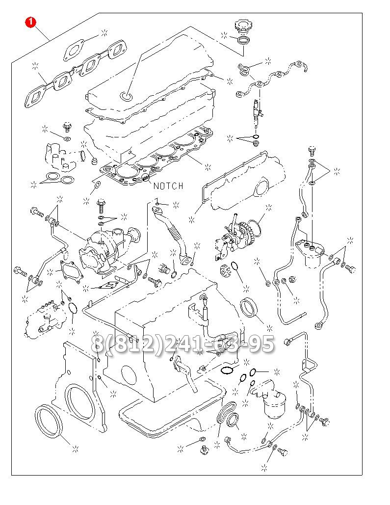 Прокладки двигателя 4HG1-T (комплект на мотор) Евро 2 NQR71 ISUZU