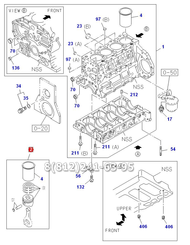 Гильзо-поршневой комплект (на 1 поршень) 3X Isuzu NQR75, 4HK1-T, евро 3