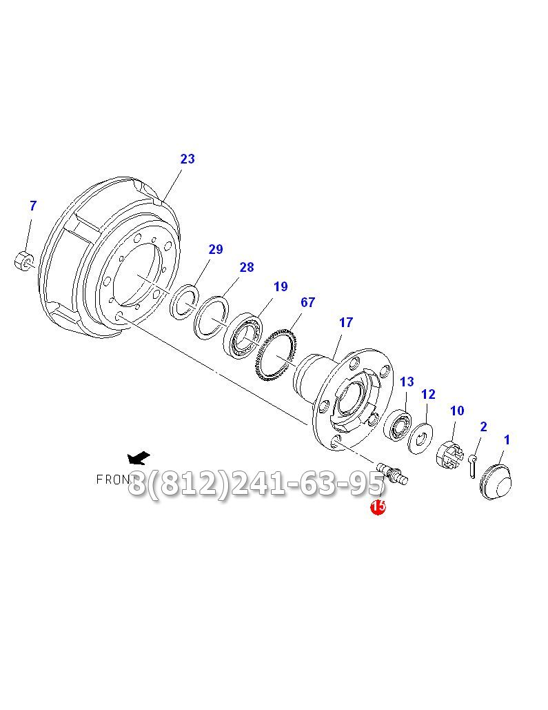 Шпилька колесная передняя левая в сборе 85.5 NQR71/75/Богдан (шт.) SKV