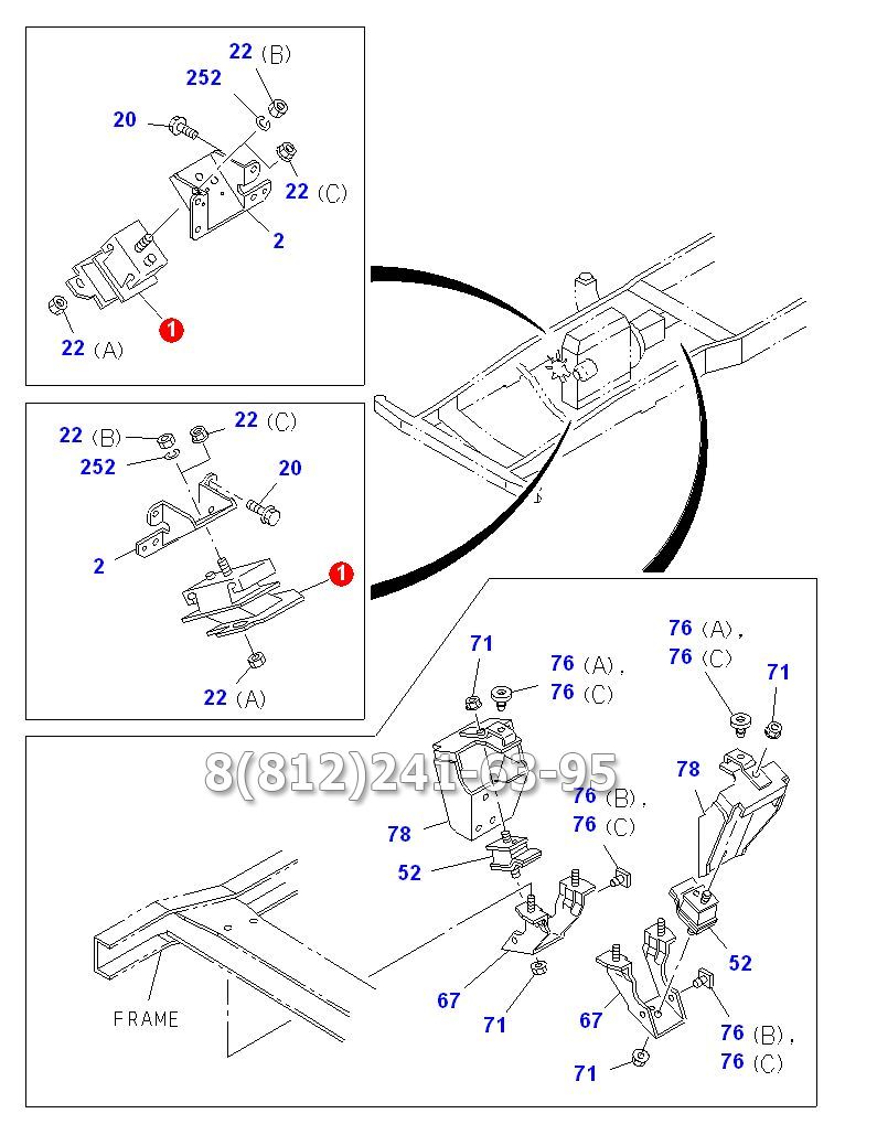 Опора (подушка) двигателя передняя правая 4HK1/4HE1 ISUZU NQR75/71