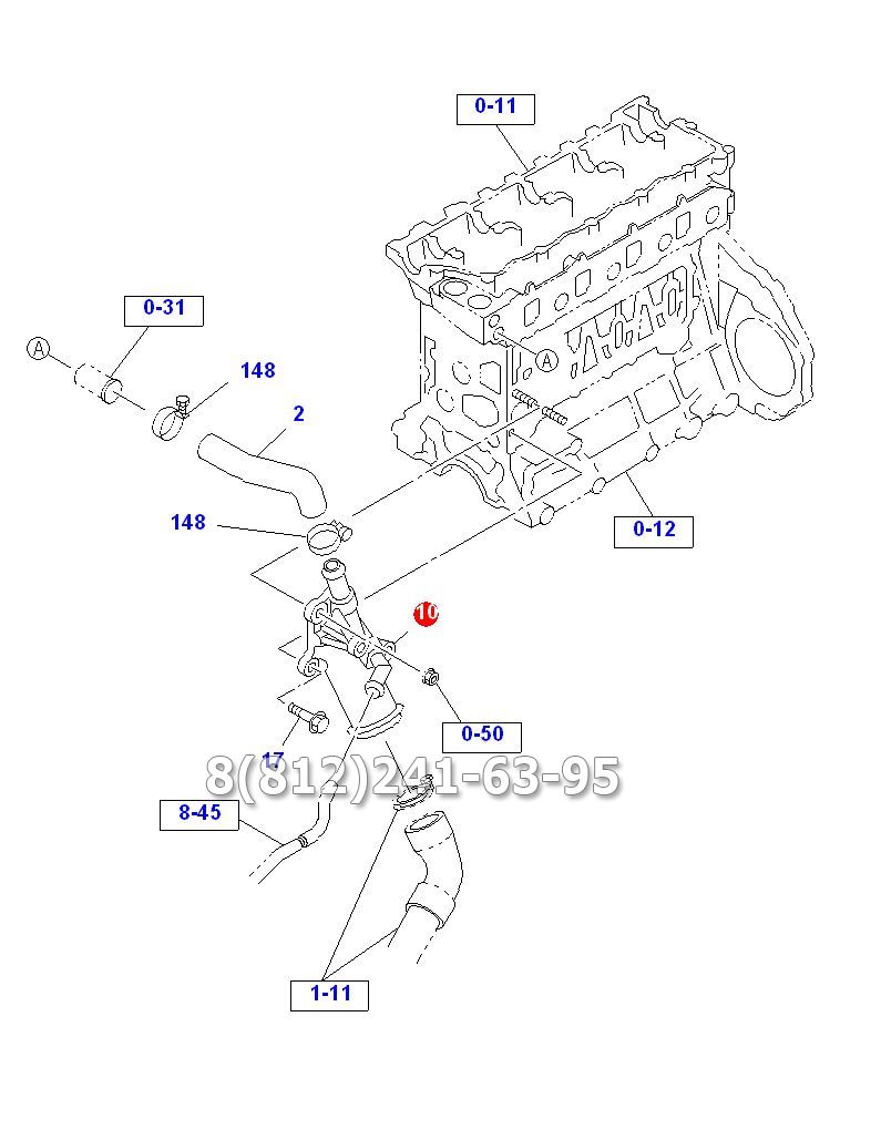 Тройник теплообменника водяной Isuzu NQR71, 4HG1-T, евро 2