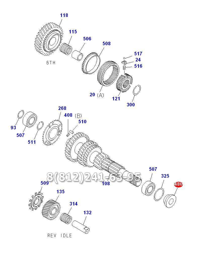 Втулка подшипника 6-й передачи КПП MZZ6U Isuzu NQR71/75