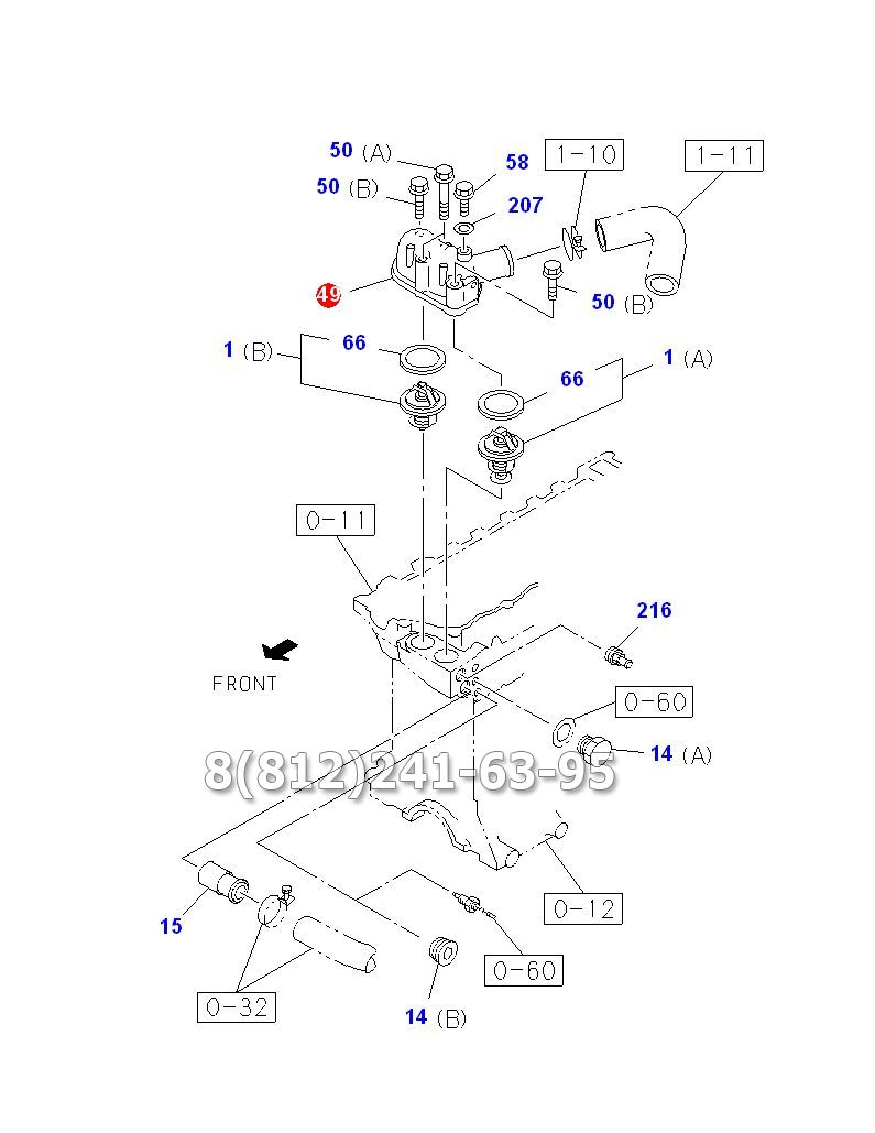 Корпус термостатов Isuzu NQR75, 4HK1-T, евро 3
