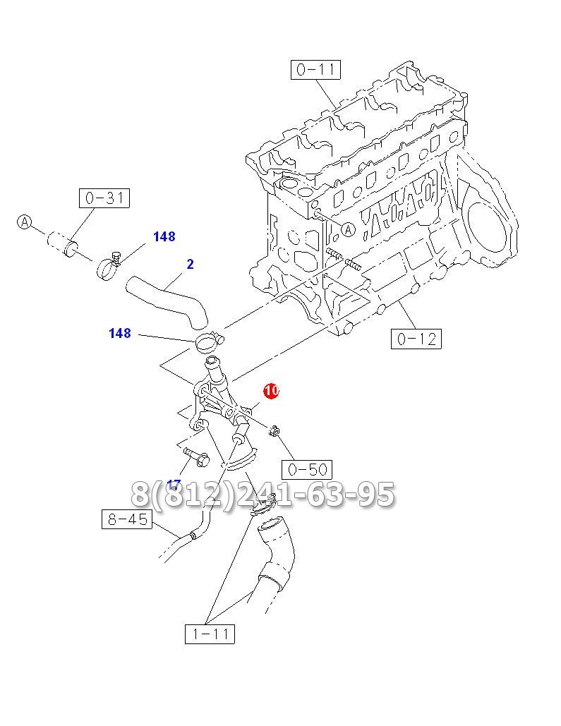 Тройник теплообменника водяной Isuzu NQR75, 4HK1-T, евро 3