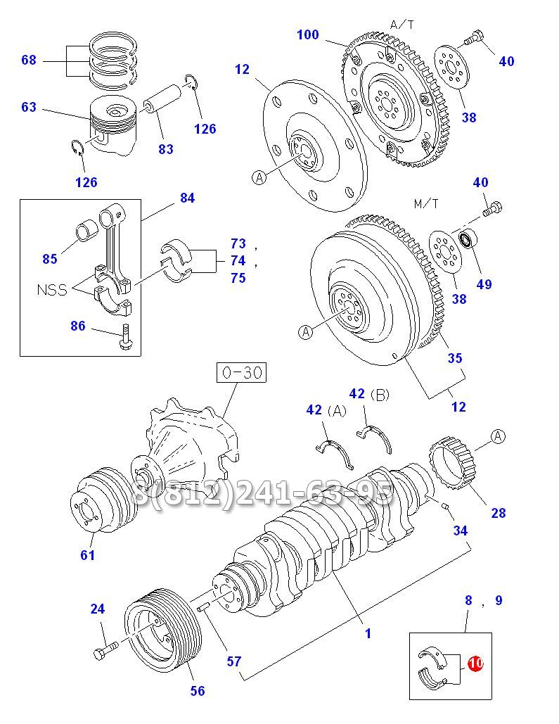 Вкладыши коренные STD черные Isuzu NQR71, 4HG1-T, евро 2