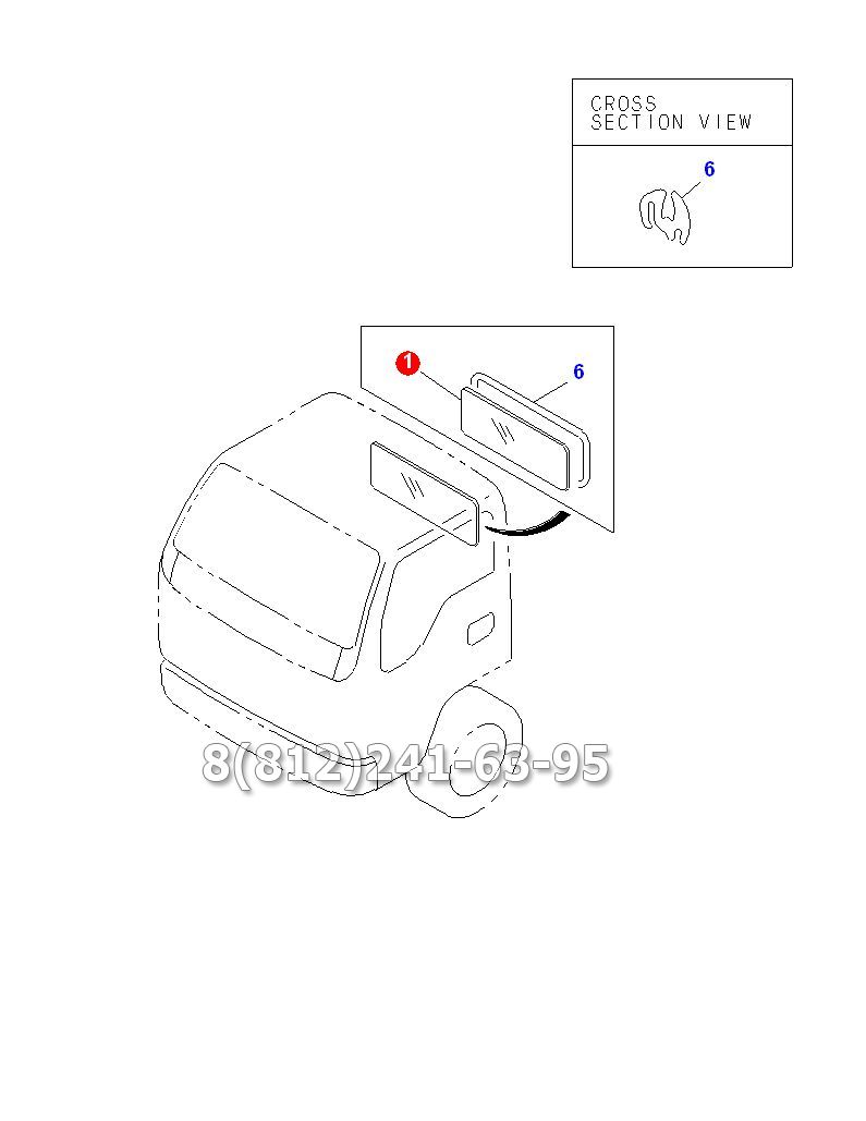 Стекло кабины заднее NQR71/75 ISUZU