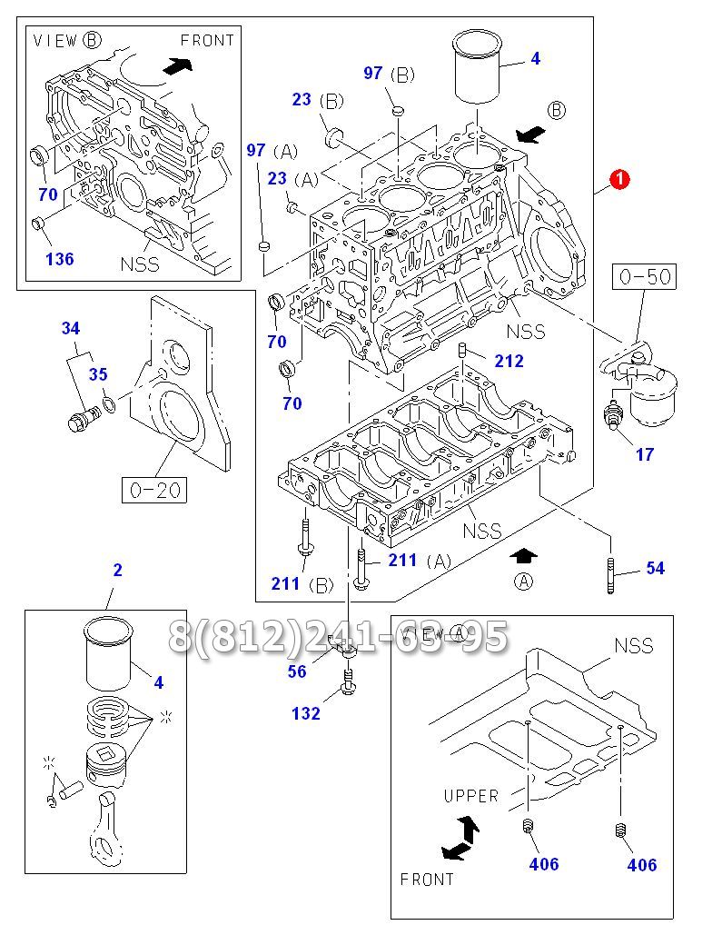 Блок цилиндров Isuzu NQR71, 4HG1-T, евро 2