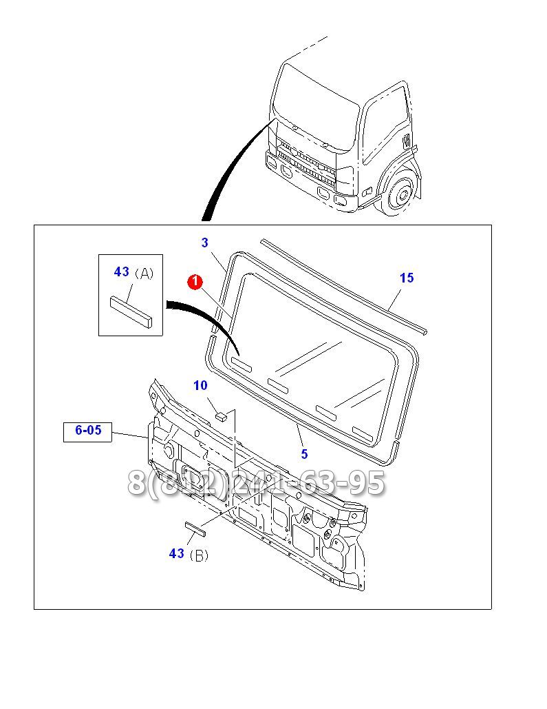 Стекло ветровое (лобовое) NPR75 NQR90 Isuzu