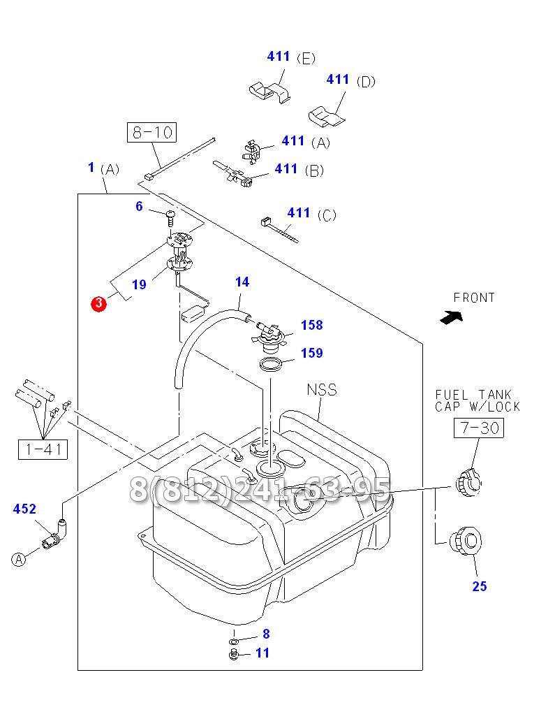 Датчик уровня топлива в баке 100л. ISUZU NPR75/NQR90