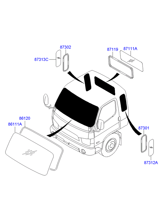 стекло боковое Hyundai HD 78