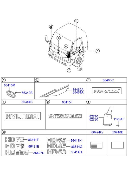 Отделка передка и логотип Hyundai HD 78