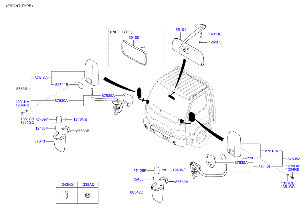 MIRROR (INSIDE & OUTSIDE) Hyundai HD 78