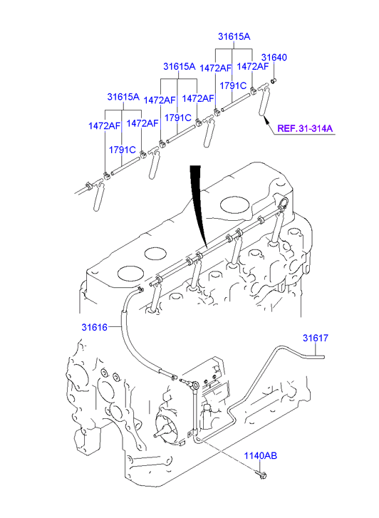 Сливной топливпровод Hyundai HD 78
