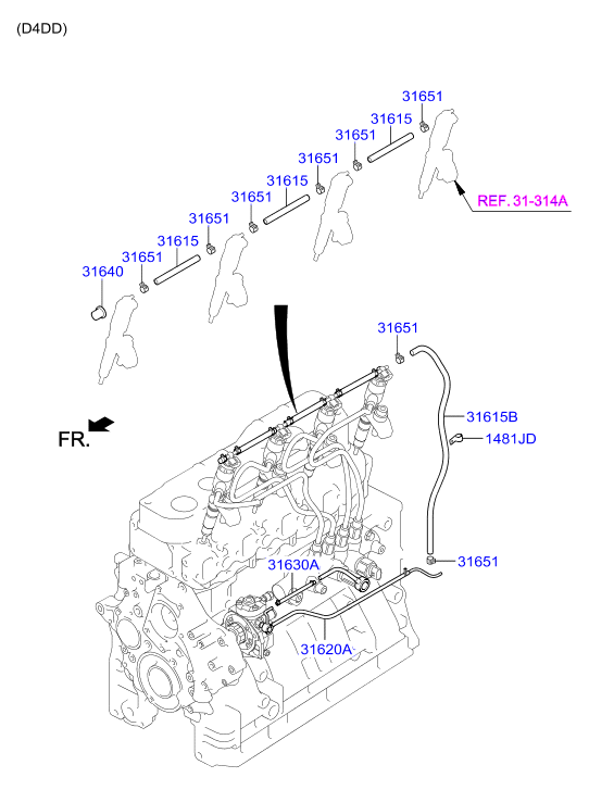 Сливной топливпровод Hyundai HD 78
