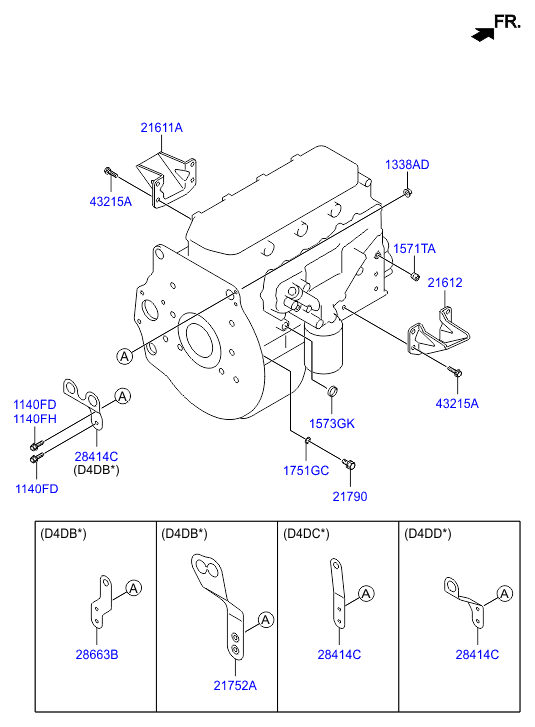ENGINE ATTACHMENTS Hyundai HD 78